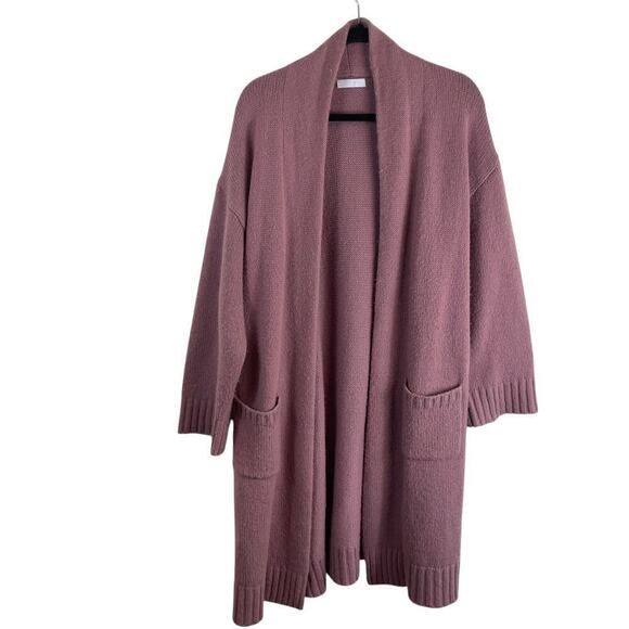 Sablyn Kari 100% Cashmere Chunky Knit Shawl Collar Long Cardigan Sweater Rose XS - Picture 1 of 8